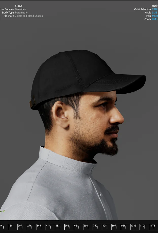 MetaHuman character in a cap